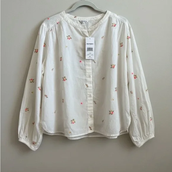 NWT Old Navy Floral Embroidered Peasant Blouse - Poetcore Romantic- size Medium - Picture 2 of 8